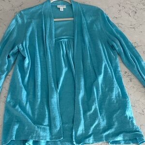 J. Jill Turquoise Linen Cardigan petite medium